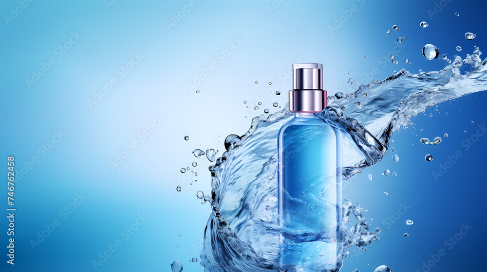 Cosmetic bottles on background, advertising shoot Cosmetic bottles on background, advertising shoot