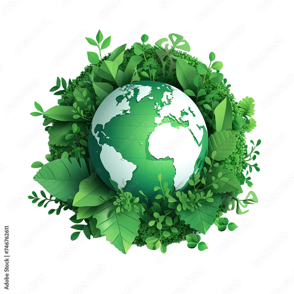 Green earth concept isolated on white or transparent background