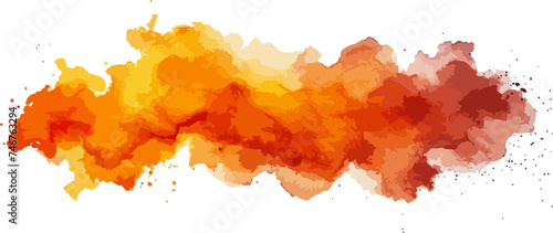 abstract watercolor stain orange on a transparent background 