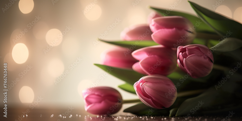 custom made wallpaper toronto digitalPink tulips flowers on wooden table, arrangement for birthday gift, Valentine's Day, Mother's Day, anniversary