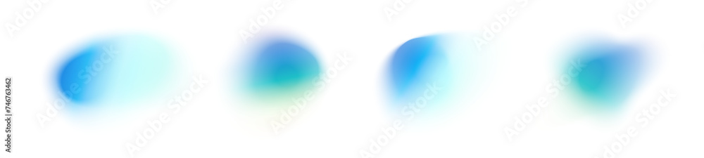 Y2K gradient shapes with blue blur colors. Abstract, fluid color. Flat vector illustration isolated on white.