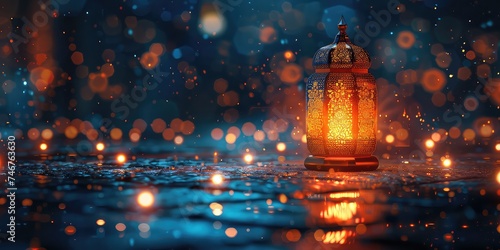 Ramadan Apps Showcase - Digital Tech Background - Convenience Essence - Soft Glowing Light - Modern