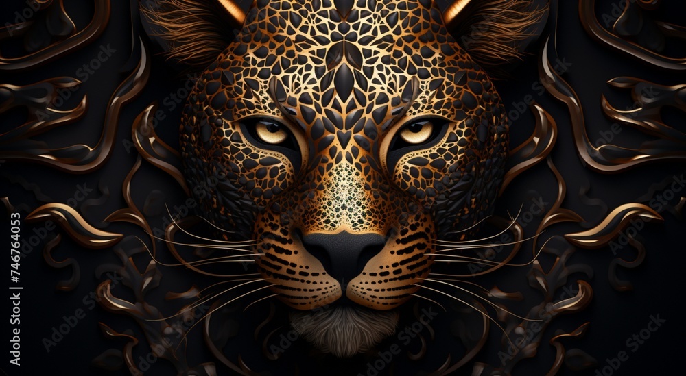 the enigmatic face of a leopard with intricate patterns and textures, bringing out its wild beauty in a captivating design. the enigmatic face of a leopard with intricate patterns and textures, bringing out its wild beauty in a captivating design.