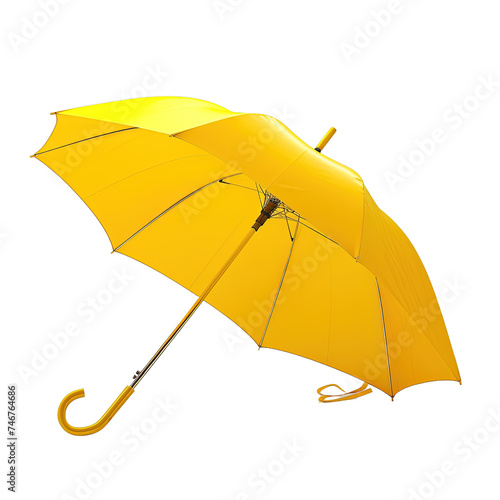 Yellow umbrella isolated on white or transparent background