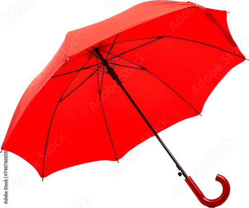 Red Umbrella With Curved Handle
