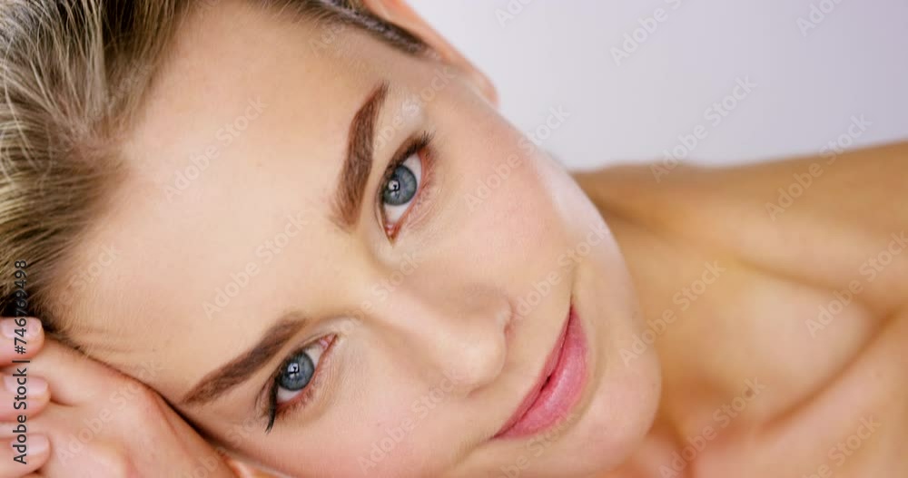 Woman, skin and natural beauty, cosmetic care for face and wellness with dermatology isolated on white background. Portrait, skincare and model with self love, body and hygiene with glow in studio Woman, skin and natural beauty, cosmetic care for face and wellness with dermatology isolated on white background. Portrait, skincare and model with self love, body and hygiene with glow in studio