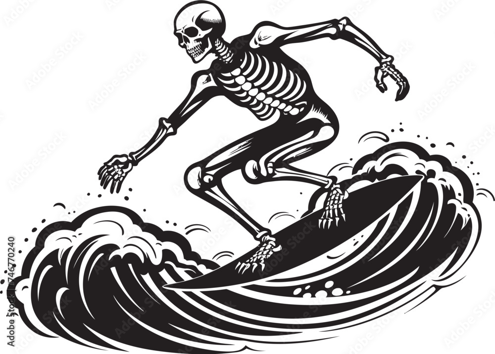 Skeleton Surfer Cartoon Skeleton Logo Icon Wave Chaser Bones Surfing Skeleton Vector Design Skeleton Surfer Cartoon Skeleton Logo Icon Wave Chaser Bones Surfing Skeleton Vector Design
