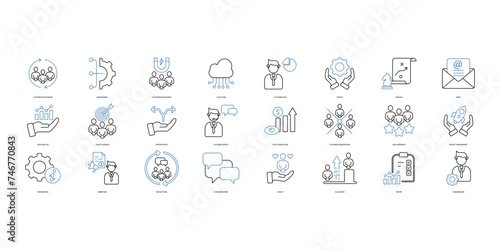 Customer relationship management icons set. Set of editable stroke icons.Vector set of Customer relationship management