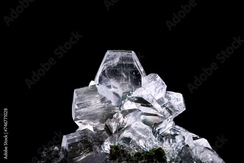 heulandite crystals. From India. photography isolated on black background. macro detail close-up rough raw unpolished semi-precious gemstone. 