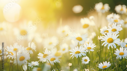 Image of a sunlit field of daisies