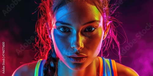 A sporty woman wearing spor...