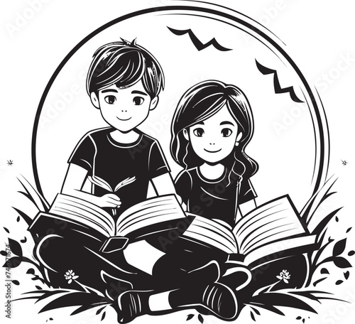 Bookworm Bonanza Childrens Book Icon Page Turn Pals Vector Reading Icon