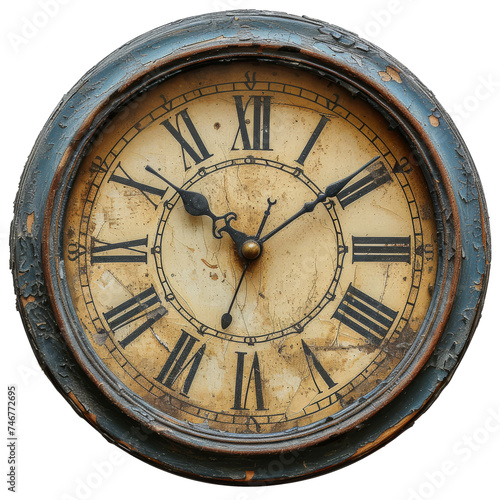 Time-worn elegance, an isolated antique wall clock
