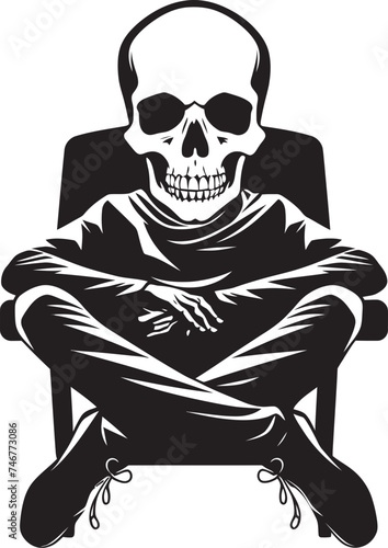 Relaxing Rest in Bones Lounger Chair Chilled Logo Icon Skeletal Chill Zone Throne Oasis Vector Relaxation Icon
