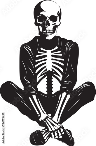 Skeleton Serenity Relaxing Logo Design Restful Remains Chilling Vector Icon