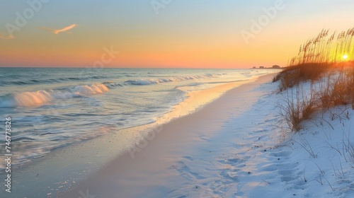 A serene beach scene at sunset, a reminder of the calming presence of a mother