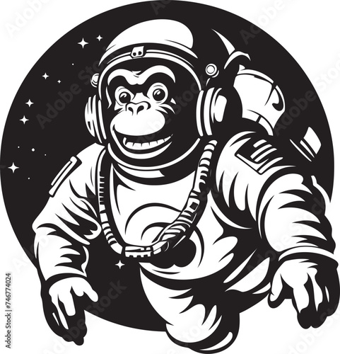 Spacefaring Simian Sojourn Logo Design Galactic Gorilla Expedition Vector Icon