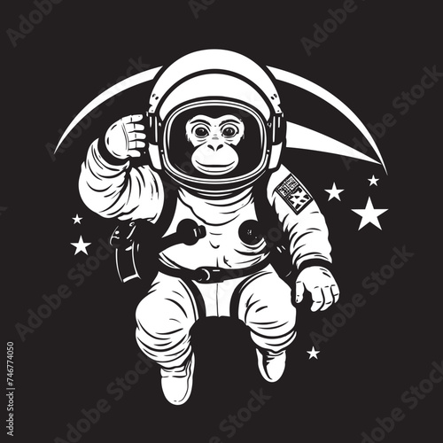 Interstellar Monkey Sojourn Logo Design Astronaut Ape Trek Vector Icon