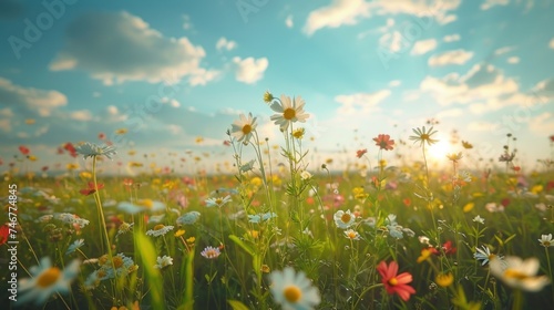 A peaceful meadow filled with colorful wildflowers