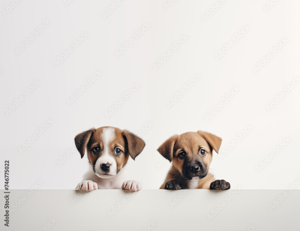cute puppies background template with copyspace