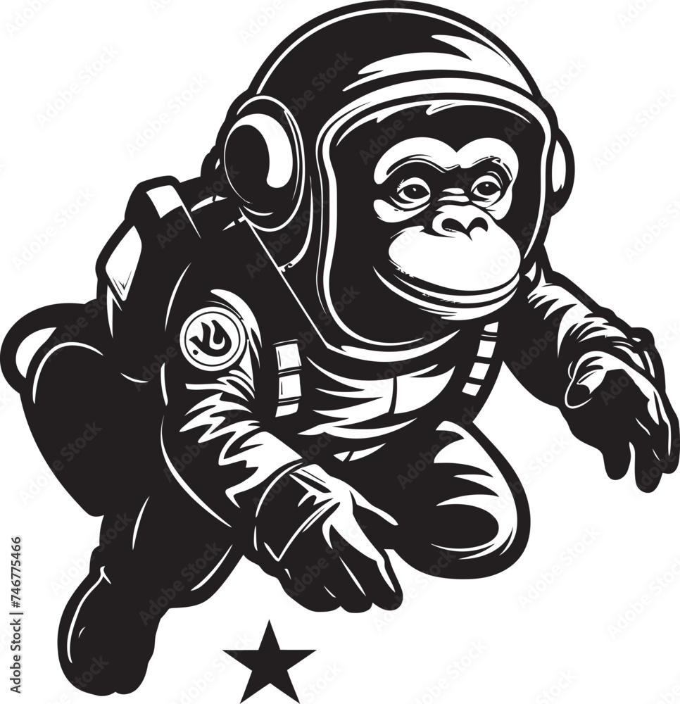 Interstellar Monkey Quest Logo Design Astronaut Ape Expedition Vector Icon Interstellar Monkey Quest Logo Design Astronaut Ape Expedition Vector Icon