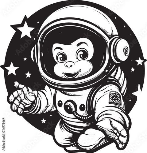Lunar Lemur Odyssey Logo Design Astrochimp Sojourn Vector Icon