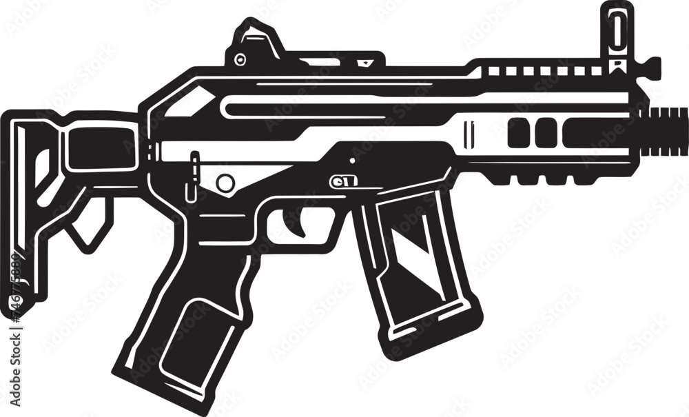 Robotic Firepower Vector Weapon Design Electric Shooter Cyber Icon Emblem