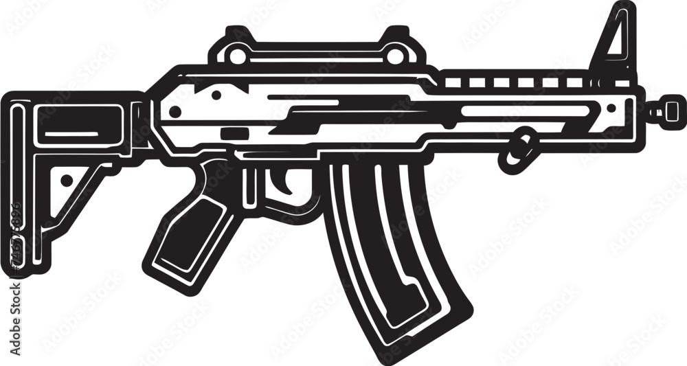 Mech Blaster Futuristic Vector Logo Nano Assault Machinegun Graphic Emblem