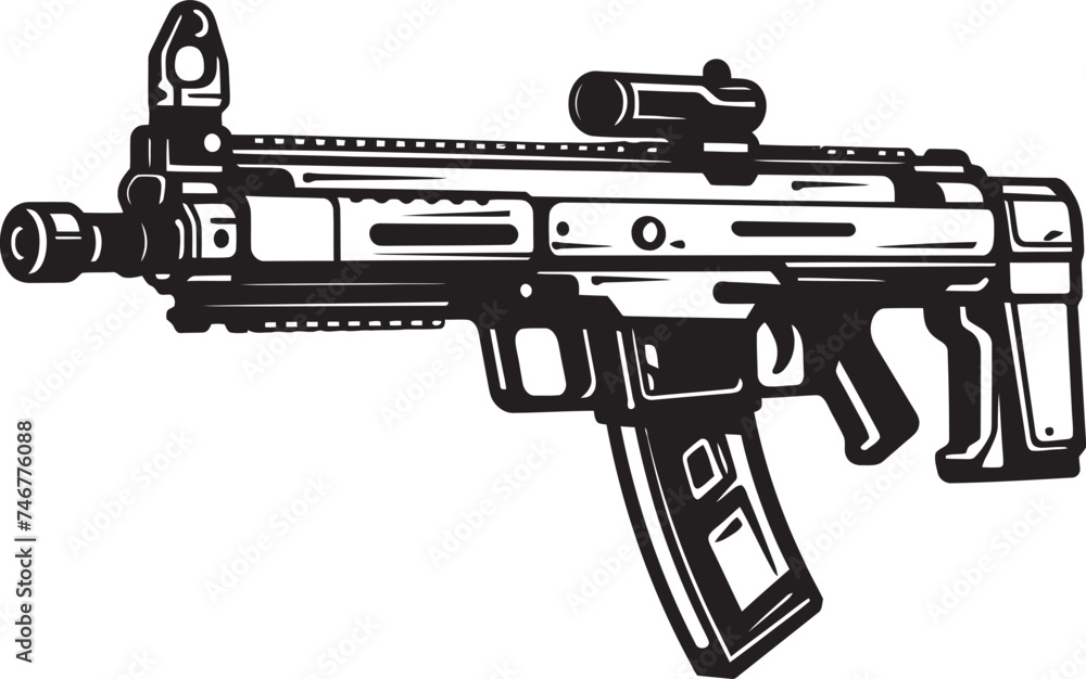 Digital Shooter Cyber Logo Emblem Mech Warfare Black Vector Logo