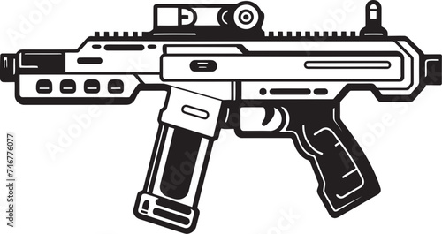 Cyber Shooter Vector Weapon Logo Mech Gunner Black Vector Design