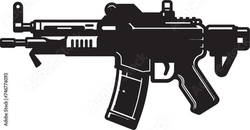 Mech Gunner Black Vector Design Futuristic Firearm Machinegun Icon