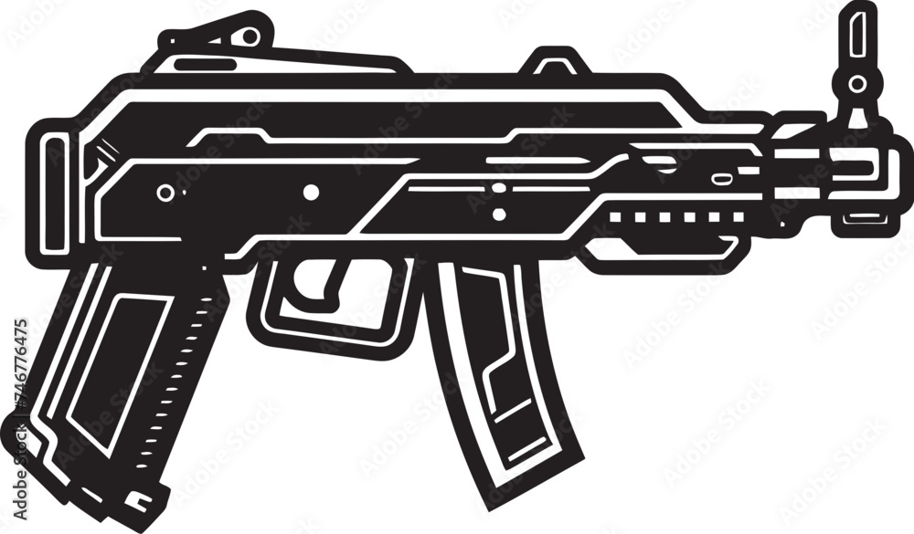 Techno Gunner Vector Weapon Icon Digital Firestorm Cyber Logo Emblem