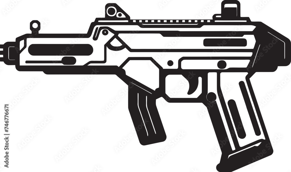 Mech Firestorm Black Vector Graphic Nano Blaster Machinegun Icon Design