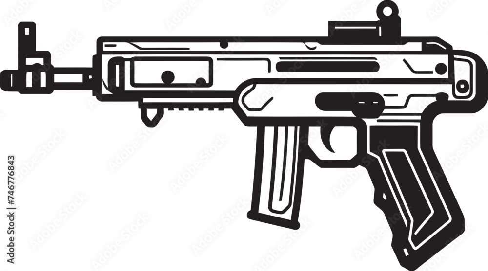 Mech Firepower Black Vector Graphic Nano Assault Machinegun Icon Design