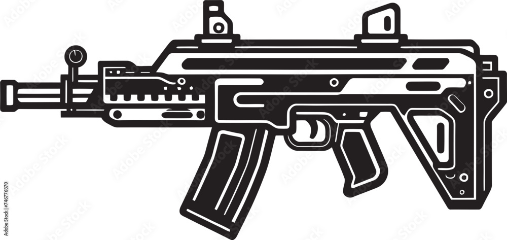 Nano Shooter Vector Weapon Icon Robo Rifle Black Vector Emblem