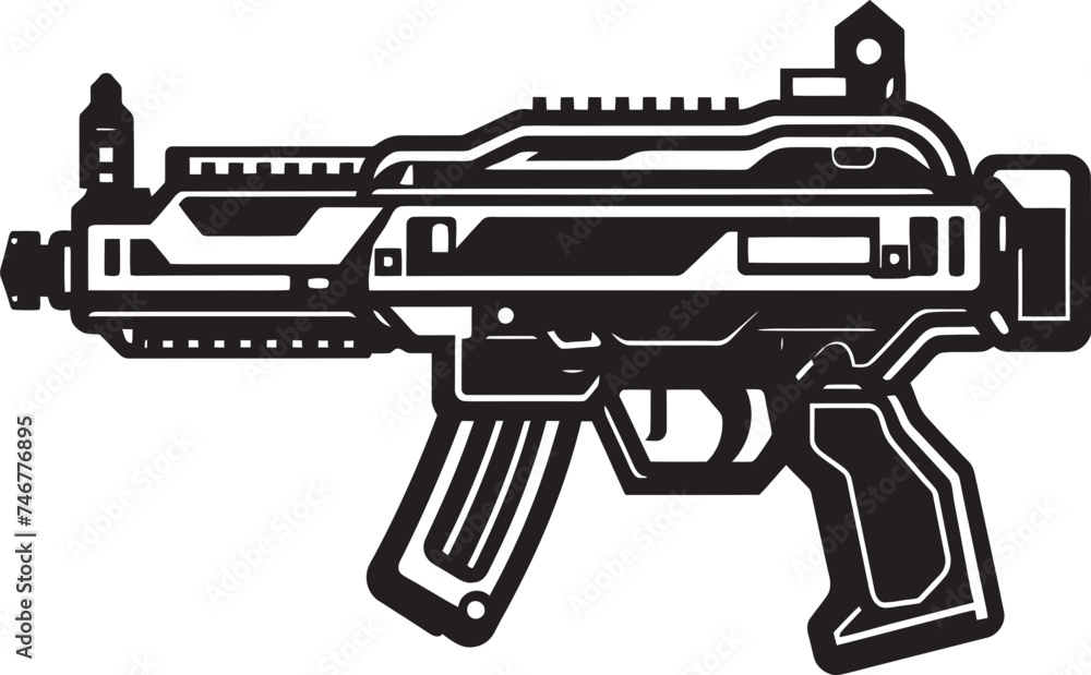 Robotic Arsenal Vector Weapon Emblem Electric Gunner Cyber Icon Logo