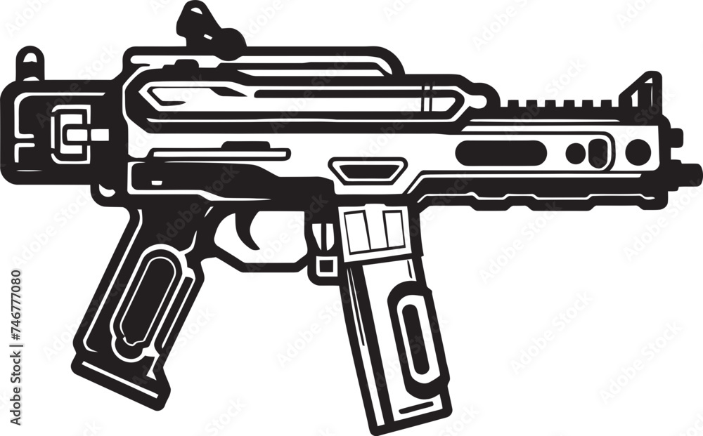 Cybernetic Cannon Vector Weapon Logo Techno Blaster Black Vector Emblem