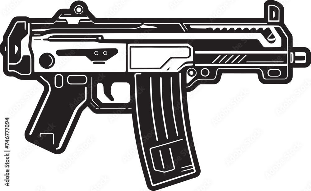 Nano Shooter Vector Weapon Emblem Robo Rifle Black Vector Logo
