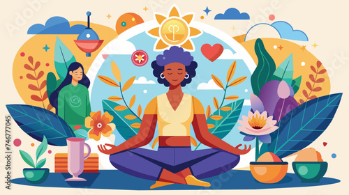 Tranquil Meditation Session at Sunrise With Nature and Symbols