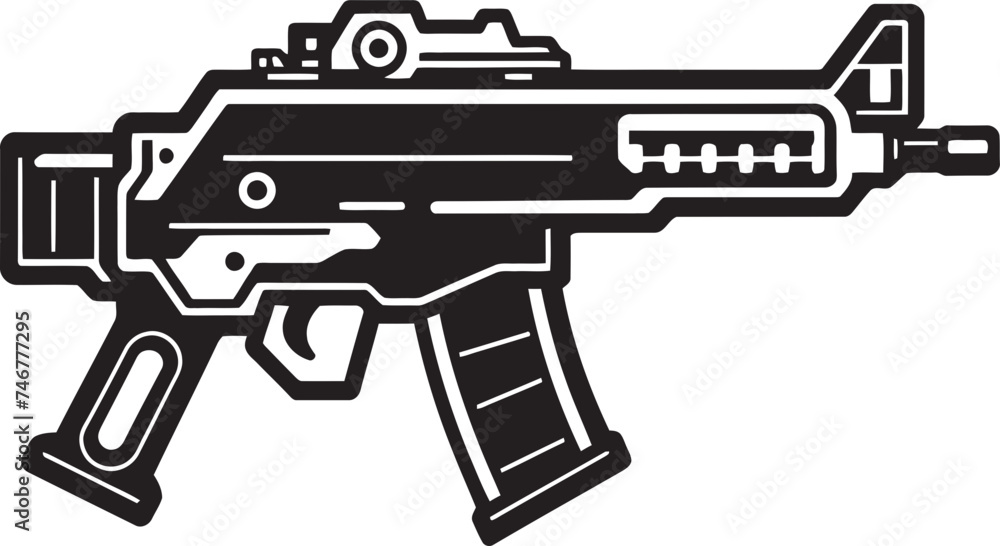 Futuristic Firearm Machinegun Icon Nano Shooter Vector Weapon Graphic