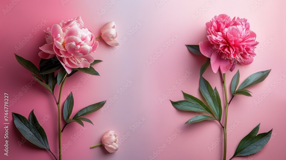pink background with pink peony