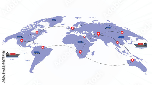 World Map Infographic Business locations icons Template Vector Illustration
