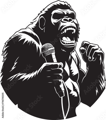 Beat Brawler Black Vector Logo Silverback Singer Gorilla Icon Design