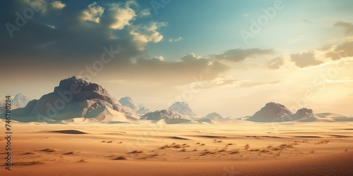 AI Generated. AI Generative. Warm heat sand dunes desert landscape background. Graphic Art