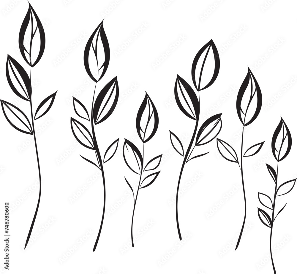 Artistic Botany Black Vector Logo Leafy Sketchbook Plant Leaves Emblem Design Artistic Botany Black Vector Logo Leafy Sketchbook Plant Leaves Emblem Design