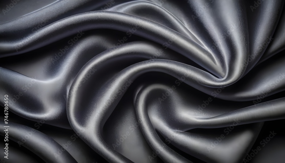 Fototapeta premium Wavy shiny gray silk drapery texture
