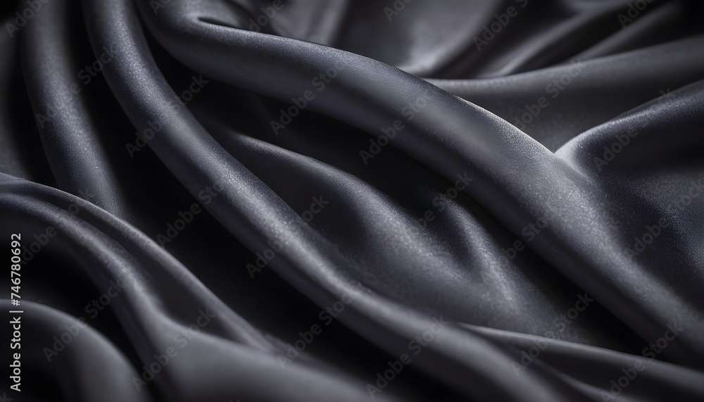 Fototapeta premium Wavy shiny gray silk drapery texture
