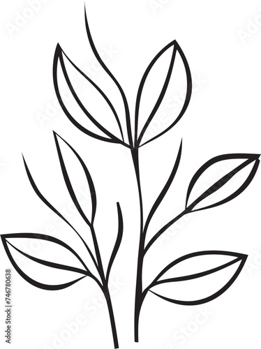 Hand Drawn Botany Black Vector Emblem Leafy Impressions Plant Leaves Logo Icon