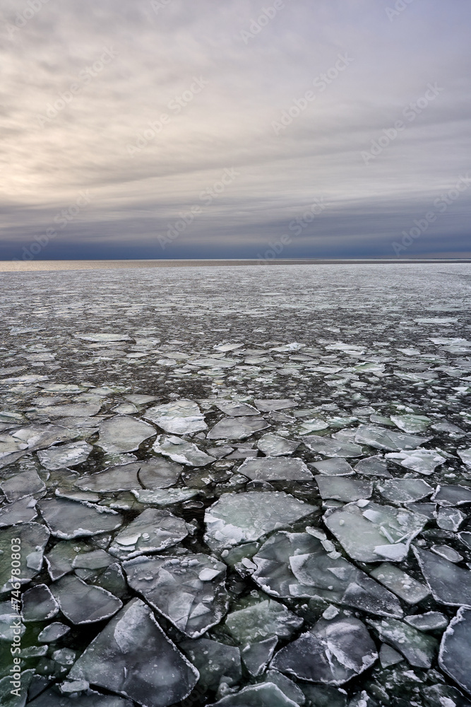 cracked ice in the sea