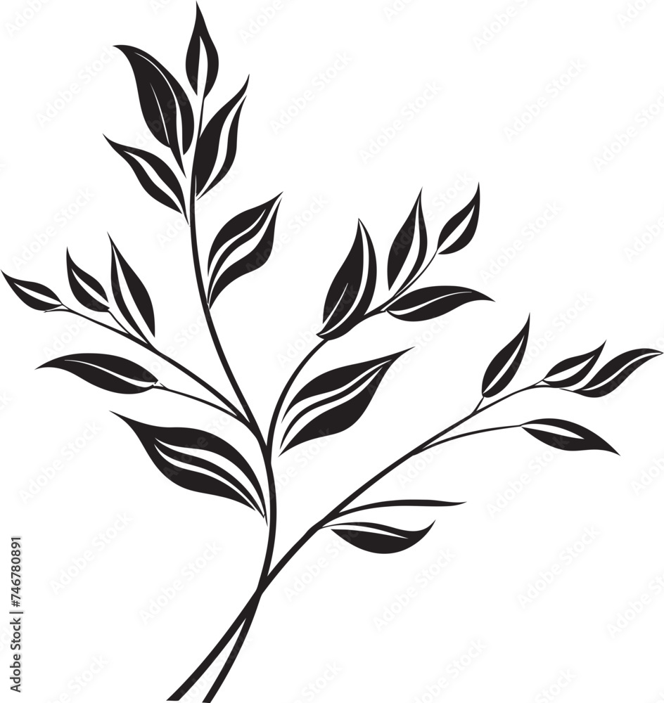 Flora Artistry Black Vector Graphic Design Verdant Vision Plant Leaves Emblem Icon Flora Artistry Black Vector Graphic Design Verdant Vision Plant Leaves Emblem Icon